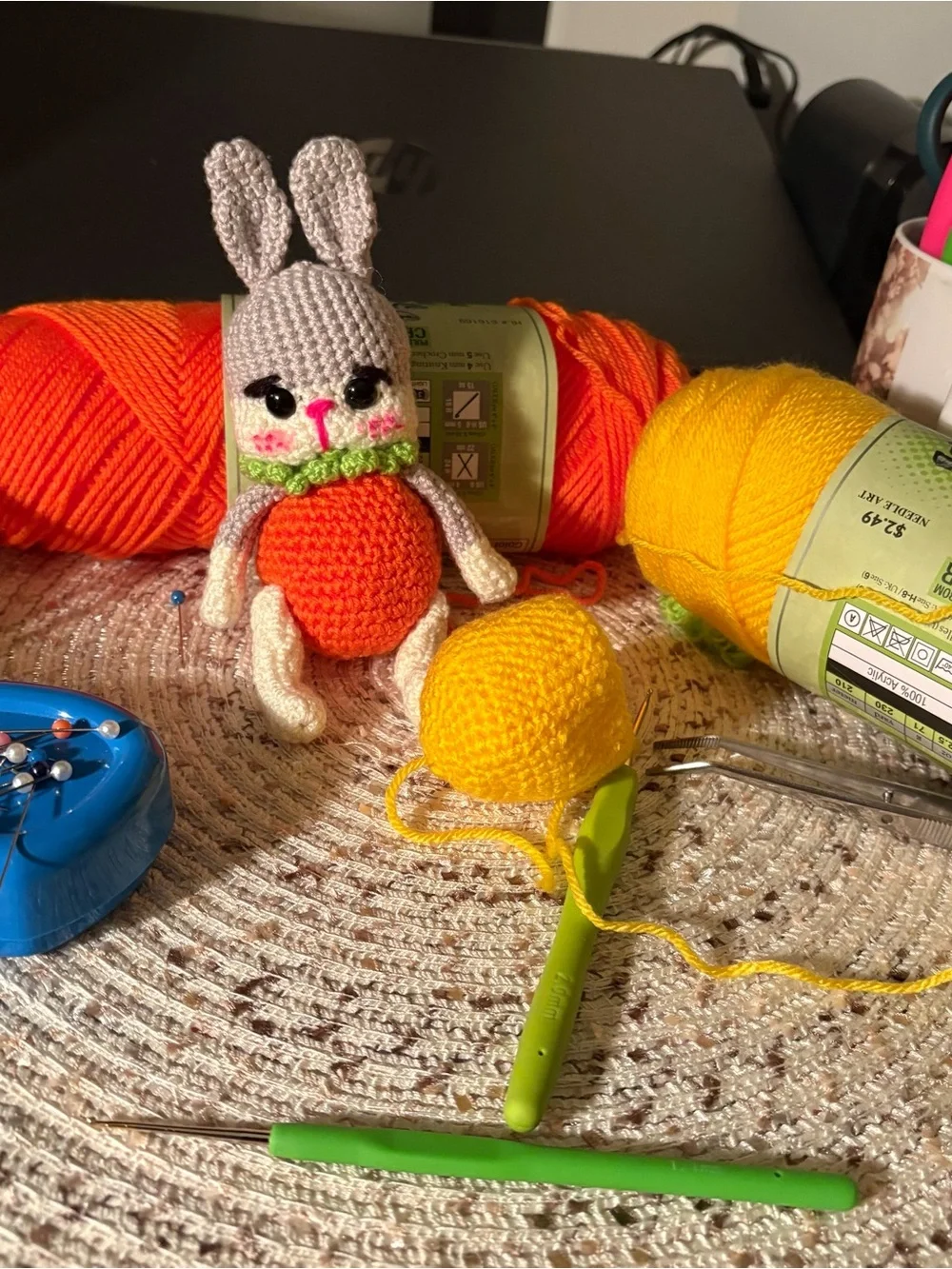 Yellow & Gray Amigurumi Plush